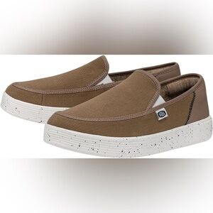 NWT Men HEY DUDE Sunapee Sport mesh canvas slip on tan sneakers- Size 14